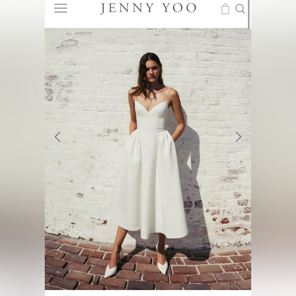 Brand New Never Worn Jenny Yoo Elegant Ivory Midi Dress “Luella”